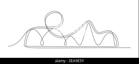 Roller Coaster One Line Illustration Stock Vector