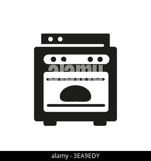 Kitchen Oven With Bread Icon Stock Vector