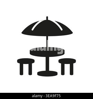 Outdoor Cafe Table Umbrella Icon Stock Vector