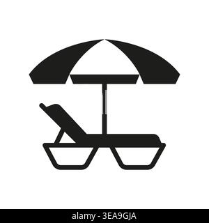 Beach Umbrella And Sunbed Icon Stock Vector