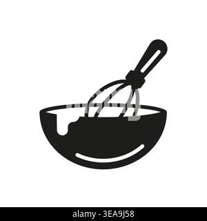 Mixing Bowl With Whisk Icon Stock Vector