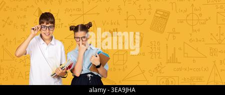 Students Working Together on Math Projects in a Classroom Setting During the School Year Stock Photo