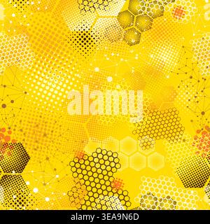 Seamless pattern with honeycombs . Hand drawn. Not AI, vector illustration. Stock Vector