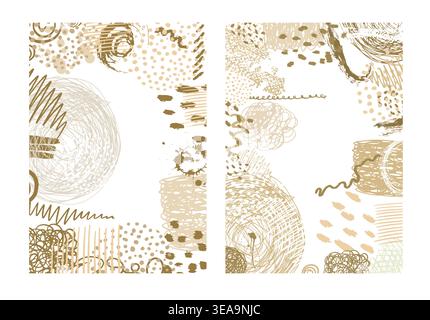 Beige abstract background A4. Hand drawn. Not AI, vector illustration. Stock Vector