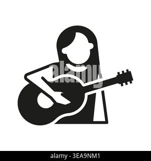 Woman Playing Guitar Icon Stock Vector
