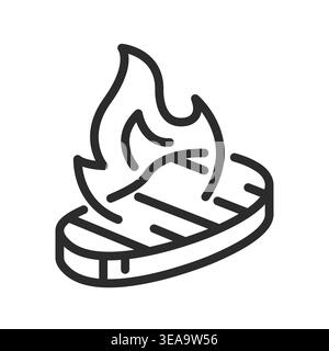 Grilled Steak Icon Stock Vector