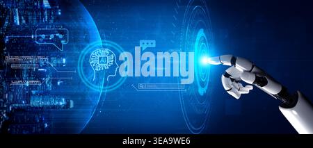 AI generating intelligent data connections and automating communication through neural processing to enhance insight creation and digital Stock Photo