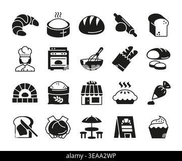 Bakery Bread Icons Set Stock Vector
