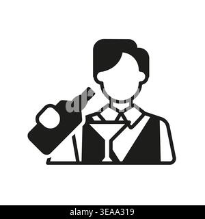 Bartender Serving Cocktail Icon Stock Vector