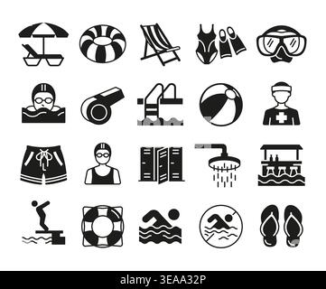 Swimming Pool Icons Set Stock Vector