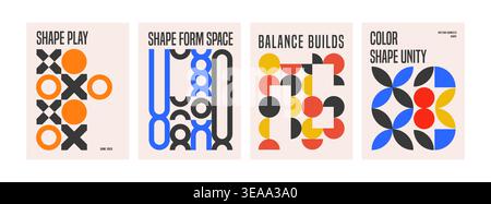 Color Geometric Brutalism Poster Stock Vector