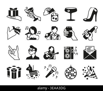 Party Celebration Icons Set Stock Vector