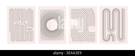 Abstract Line Brutalism Poster Stock Vector