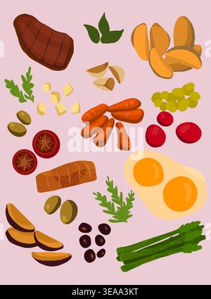 Healthy Food Ingredients Vector Set Stock Vector