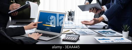 Software update on computer for brisk version of device software upgrade Stock Photo