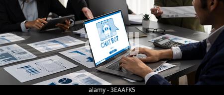 Chatbot software application for brisk online business that automatically reply to customer questions Stock Photo