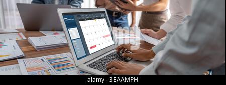 Calendar on computer software application for brisk schedule planning for personal organizer and online business Stock Photo