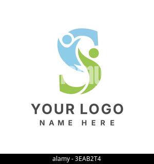 health care logo design template, medical logo design, letter S medical logo, healthy people logo design Stock Photo