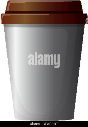 Minimalist vector coffee cup with brown lid, clean gradients, simple composition, isolated on white background Stock Vector