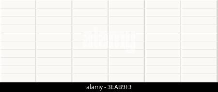 White brick wall texture, seamless cladding tile. Modern minimalist square geometric background. White ceramic tile for kitchen or bathroom. . Vector illustration Stock Vector