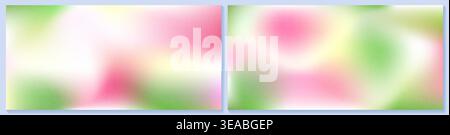 Spring green gradient bg with pink noise. Earth flower leaves in white abstract grain. Smooth transition of colorful texture and light cherry blossom Stock Vector
