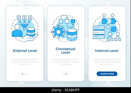 Database structural levels blue onboarding mobile app screen Stock Vector
