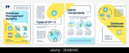 DBMS systems blue and yellow brochure layout Stock Vector