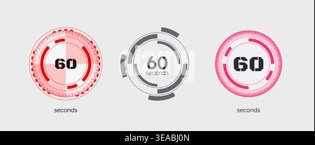Segmented HUD scales circular countdown timer set Stock Vector