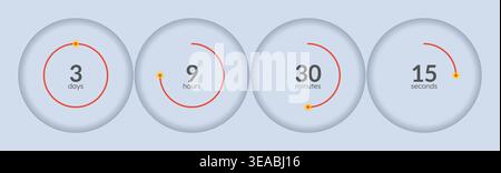 Orbit minimal circular countdown timer set Stock Vector