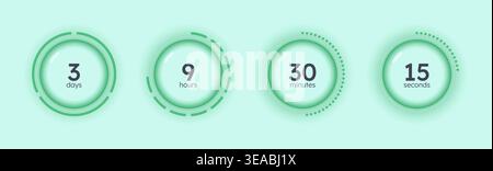 Glass translucent circular countdown timer set Stock Vector