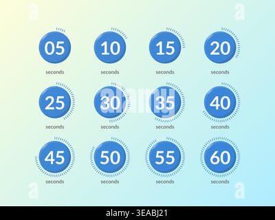 Green virtual circular countdown timer set Stock Vector