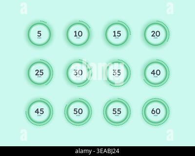 Glass translucent circular countdown timer set Stock Vector