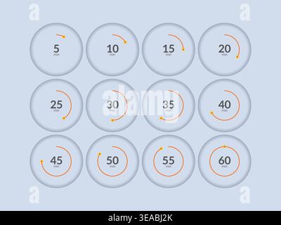 Orbit minimal circular countdown timer set Stock Vector