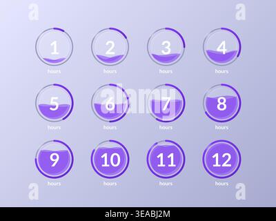 Task management tool circular countdown timer set Stock Vector