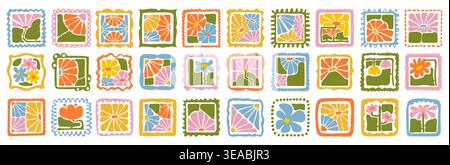 Abstract floral patterns in modern square style Stock Vector