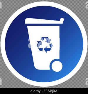 Symbol of Recycling: A Blue Circular Design Featuring a Trash Bin with Recycle Icon for Eco Awareness Stock Vector