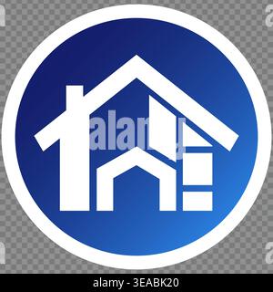 Stylized House Icon with Blue Gradient Background Suitable for Real Estate and Home Design Themes Stock Vector