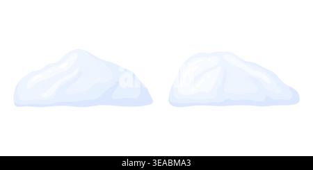 Cartoon vector illustration of two soft white and light blue snow drifts, isolated on white background, ski resort and winter mountain scene decoratio Stock Vector