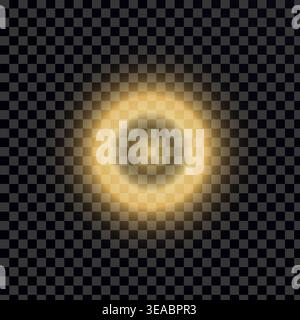 A Soft Glowing Circular Light Effect with a Radiant Halo on a Transparent Background Stock Vector