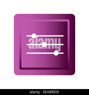 Vector user interface button. Modern gradient settings icon. Purple control slider element. Stock Vector