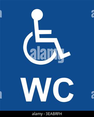 Blue person with a disability restroom banner on white background Stock Vector