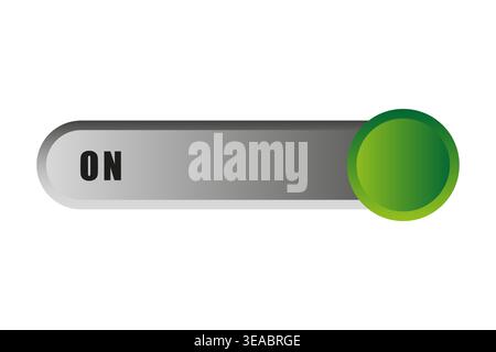 Vector toggle switch icon. Green ON button element. Modern user interface design. Stock Vector