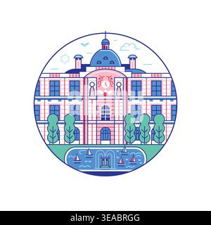 Luxembourg Palace Paris Landmark Line Icon Stock Vector