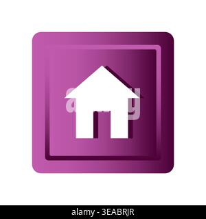 Vector home icon button. Modern user interface element. Rounded square shape control. Stock Vector