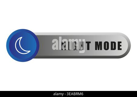 Vector Night Mode button. UI dark theme switch. Crescent moon icon. Stock Vector