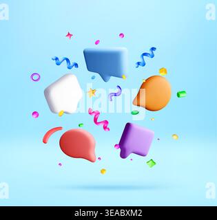 3d speech bubbles with decorative confetti Stock Vector