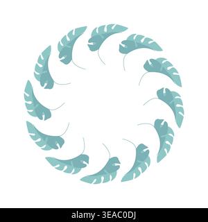 Blue-Green Monstera Wreath Stock Vector