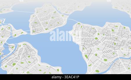Perspective urban landscape showing clean street grid. Vector illustration. Stock Vector