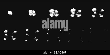 Pixel Smoke Explosion Frames Retro Effect Set Stock Vector