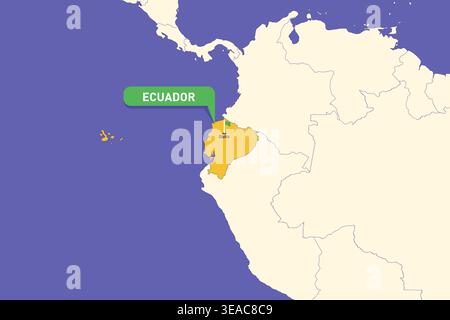 Highlighted infographic map illustration of Ecuador perfect for educational use travel guides geography presentations and national culture projects Stock Vector